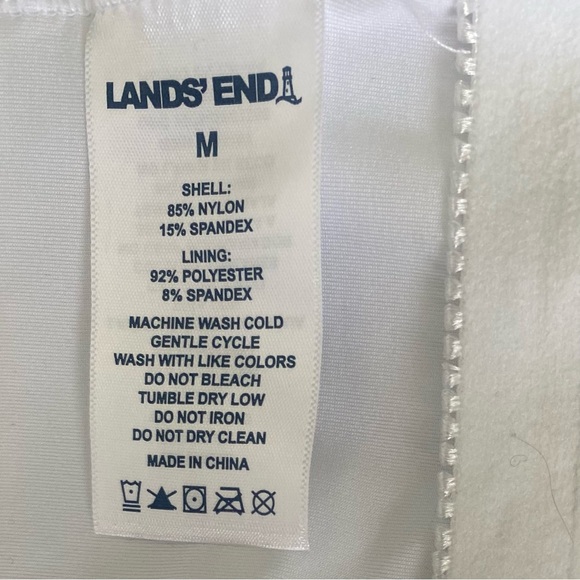 Lands End high neck one piece navy and white striped swimsuit, size medium - Picture 4 of 4